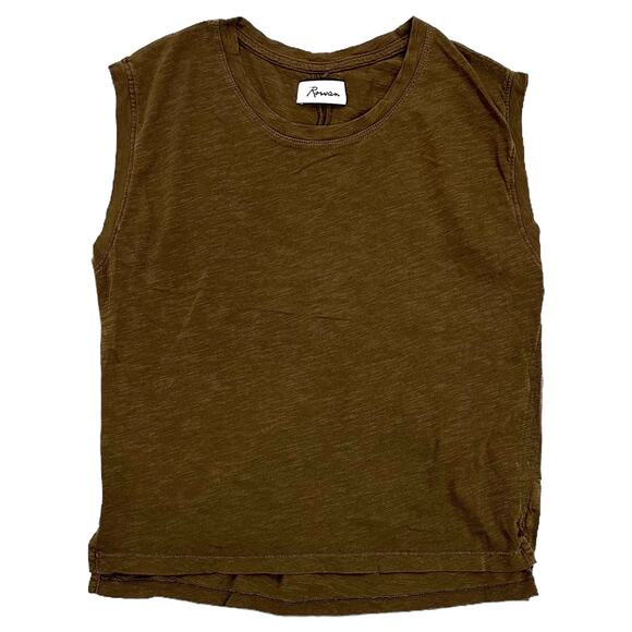 Rowan Tops - Rowan Women's Savannah Slub Cotton Muscle Tank Top Shirt in Olive Army
